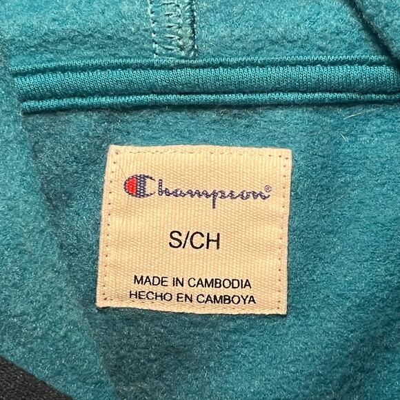 Champion Blue Tie Dye Hoodie | S | Fleece Pullover 90s/Y2K Activewear Sweatshirt - Picture 7 of 10